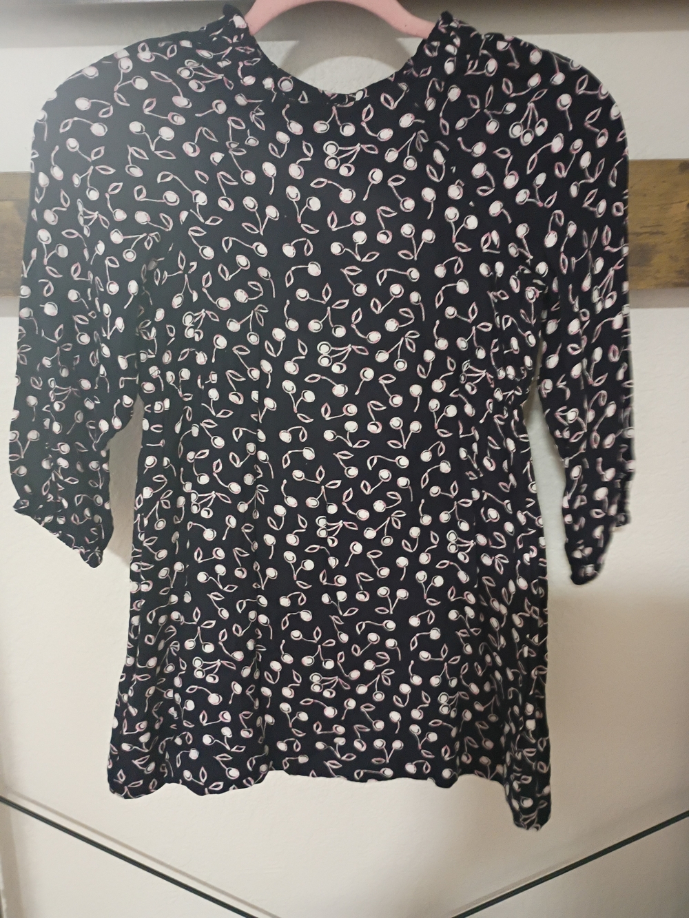 Bonpoint Black Dress with White Cherry Print